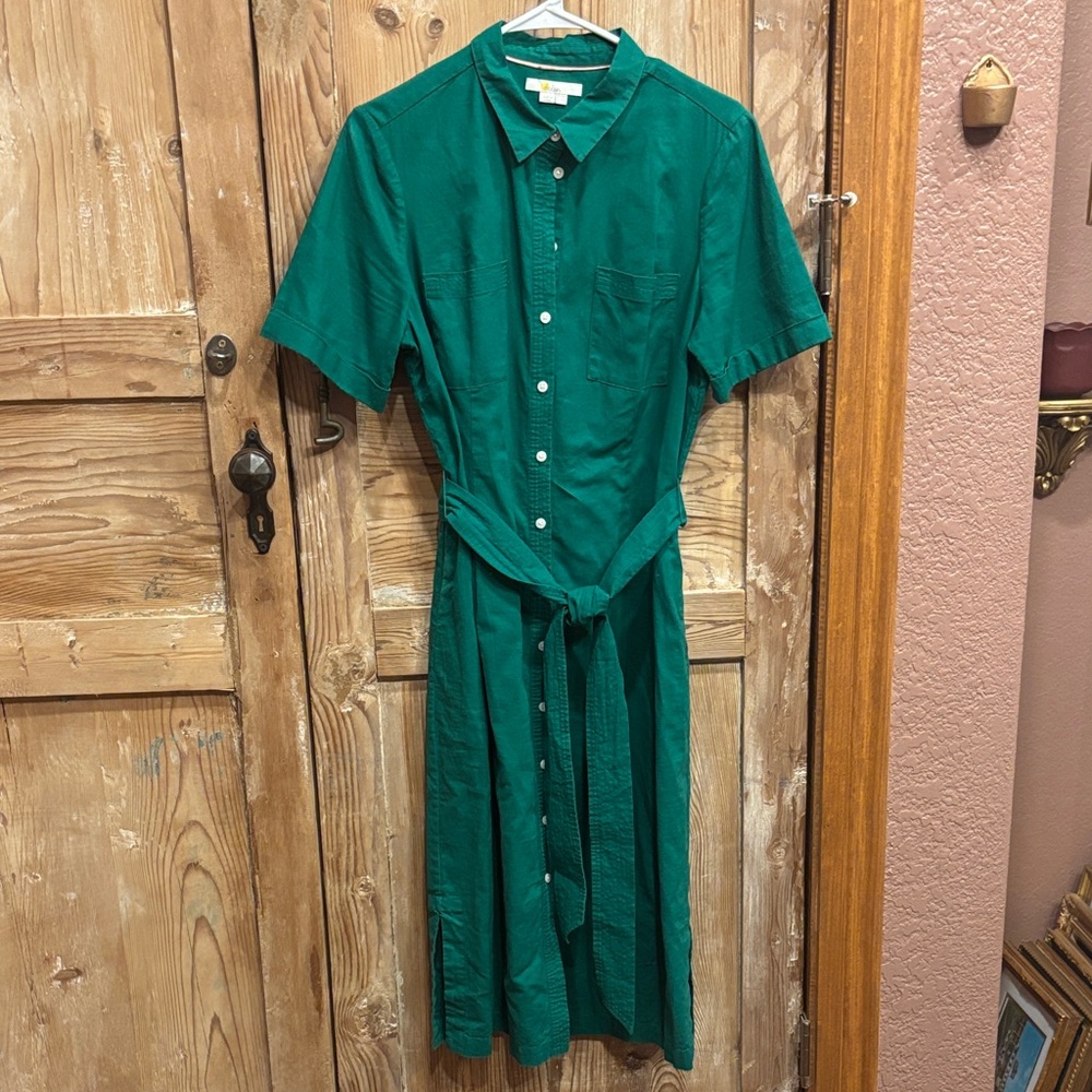 Boden Teal Midi Shirt Dress